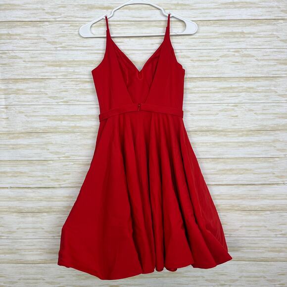 Ieena for Mac Duggal Red Low Back A-Line Party Dress - Picture 6 of 7